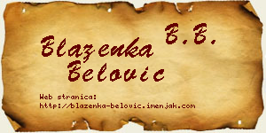 Blaženka Belović vizit kartica